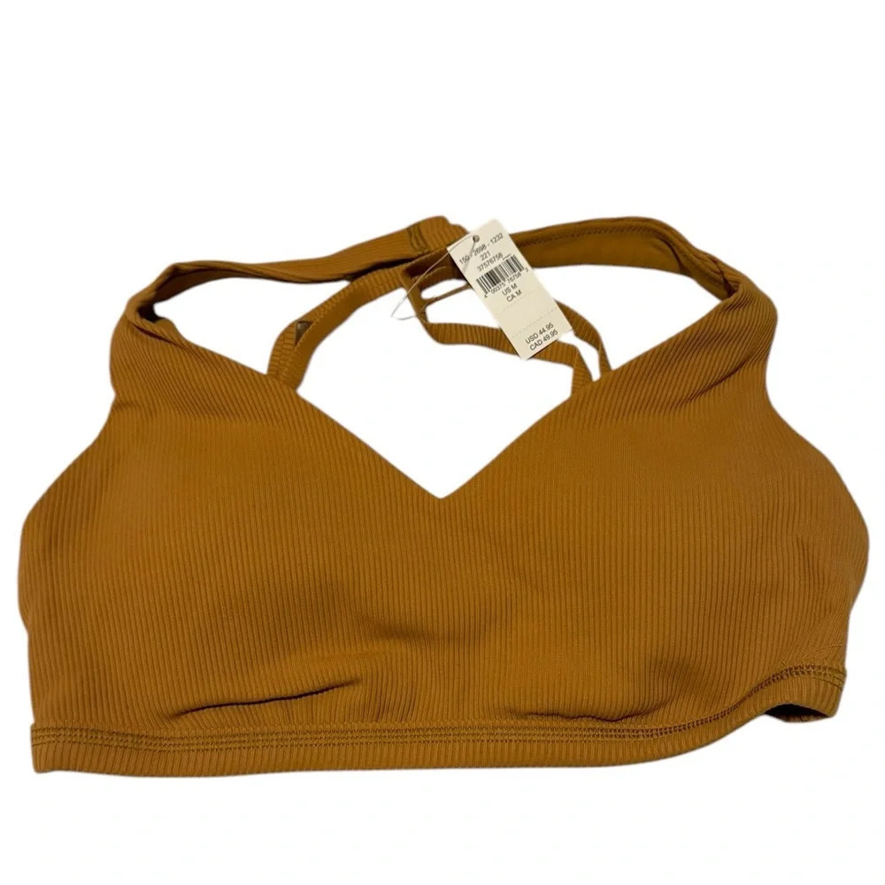 Offline By Aerie Goals Brown Ribbed Plunge Padded Sports Bra